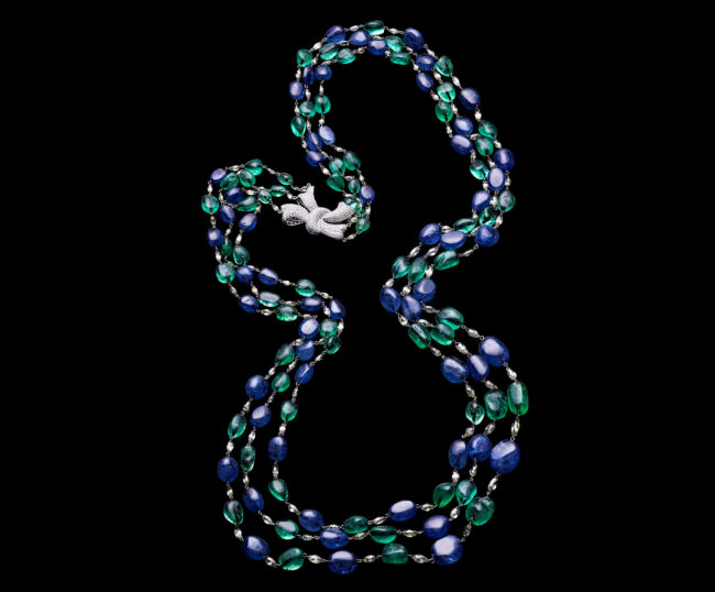 Three String Emerald & Sapphire Necklace